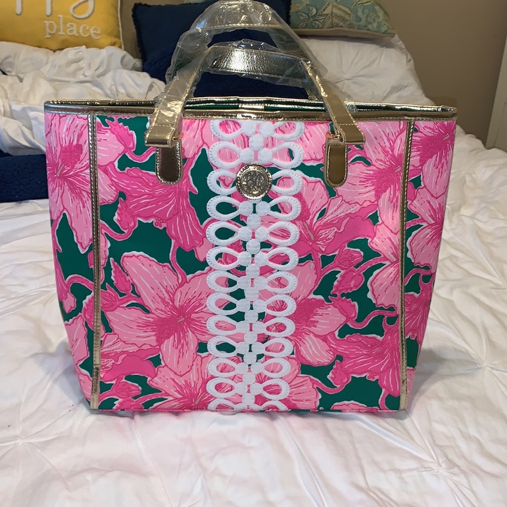 Lilly Pulitzer Tote Bag Kelly Green Hibis Kiss 🌴